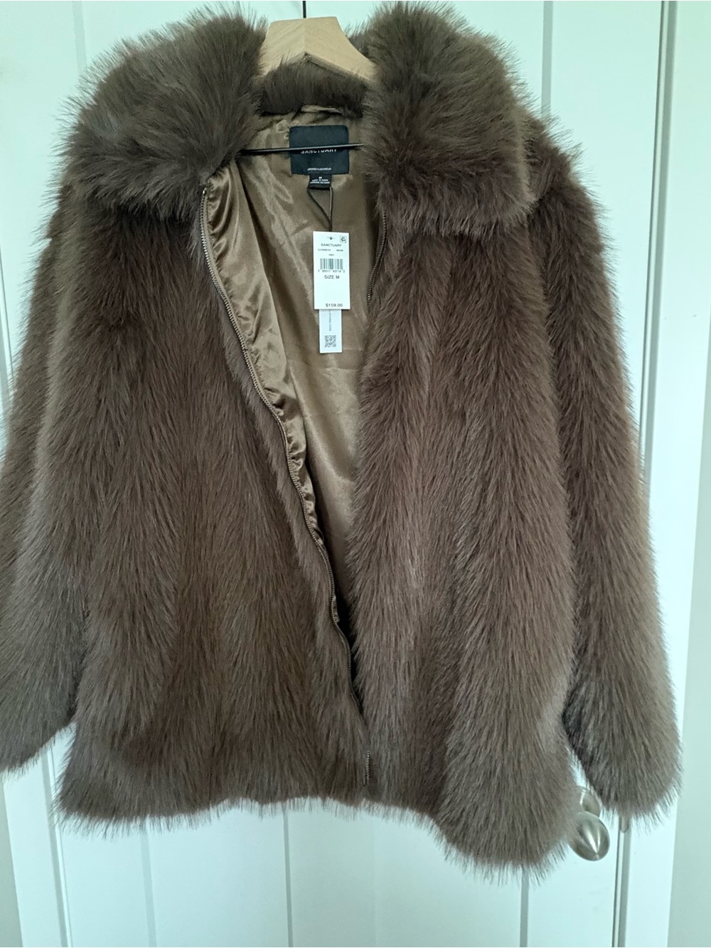 Sanctuary Taupe Faux-Fur Teddy Jacket